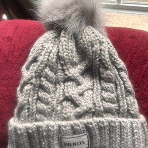 Gray Speckled Insulated Pom/Pom Cap